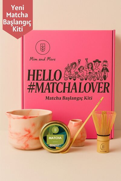 Mim and More Matcha Starter Pack Pembe - Chawan, Bambu Whisk, Chasen, Chasaku...