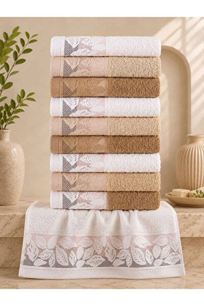 BİNNUR HOME Alia Soft 50X90 cm 10-Piece Hand and Face Towel Set