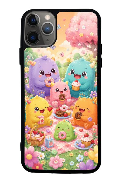 S Mode حافظة هاتف لامعة بتصميم Monster Picnic Party لهاتف iPhone 11 Pro Max