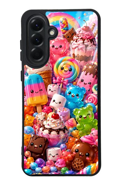 S Mode Samsung A56 Kawaii Candy Party Design Glossy Phone Case