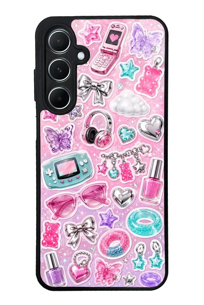 S Mode حافظة هاتف لامعة بتصميم Y2K Sticker Dreams لهاتف سامسونج A55