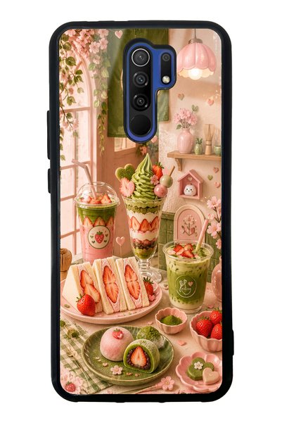 S Mode حافظة هاتف Xiaomi Redmi 9 بتصميم لامع مع زاوية مصممة على شكل توت ماتشا