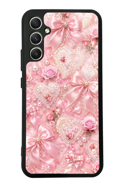 S Mode Samsung A34 Pink Lace Romance Design Glossy Phone Case