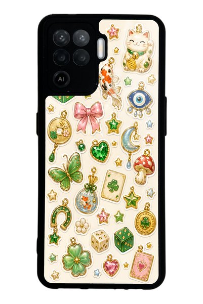 S Mode حافظة هاتف لامعة بتصميم Lucky Star Charms لهاتف Oppo Reno 5 Lite