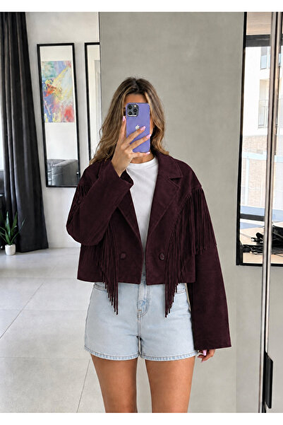 Ekim Store Tasseled Buttoned Crop Suede Jacket