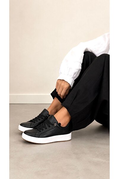 ESSO LA MİA Klio Genuine Leather Women's Sneaker Sports Shoes - Black