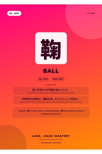 OEM Poster Kanji Mingea 鞠, Artă Japoneză Tradițională, Carton 250g, A4