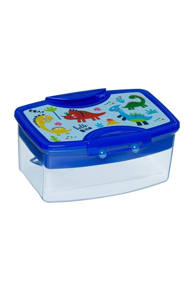 OEM Caserolă alimente copii pentru grădiniță, albastru, model dinozaur, tacâm...