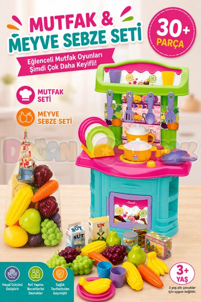 Doğan Oyuncak Dünyası 2'li Çocuk Mutfak ve Meyve Sebze Seti Mutfak Oyun Seti ...