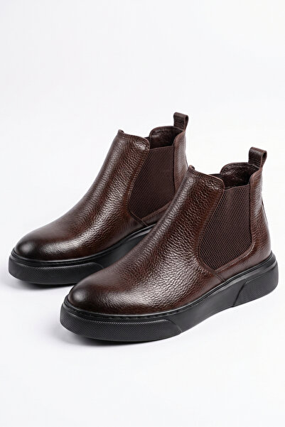 LUSIVE Genuine Leather Brown Ultra Comfortable Chelsea Men's Boots Luass30Al0047
