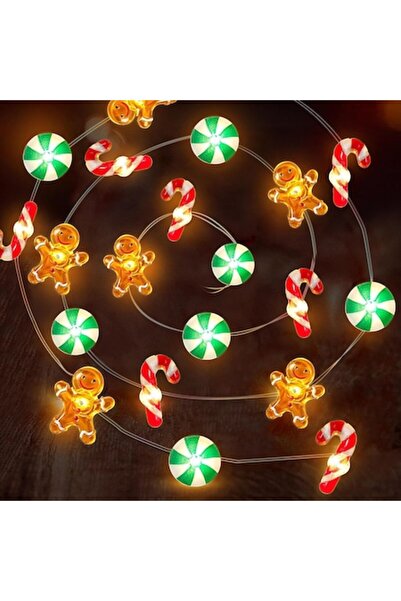 YeahBoom Ghirlandă luminoasă tip bomboane, 2 m, 20 LED-uri multicolore, cu ba...