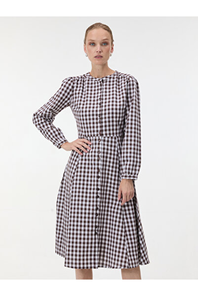 ORSAY Rochie de damă în linie A, în carouri, până la genunchi, cu mâneci lung...