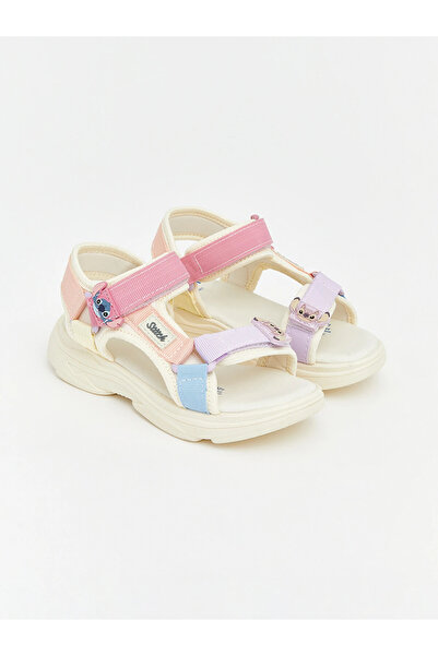 Ponchiq Pink Printed Baby Girl Sandals