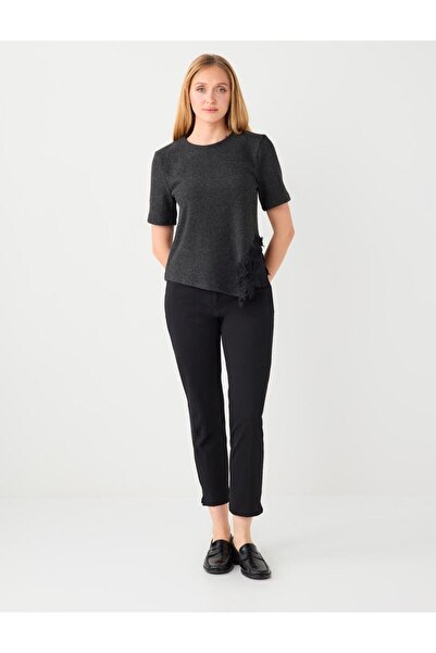 Jimmy Key Black High Waist Zipper Pants with Detailed Cuffs
