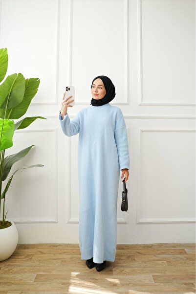 ankanoor Zero Neckline Felt Yarn Knitwear Dress Anka261055