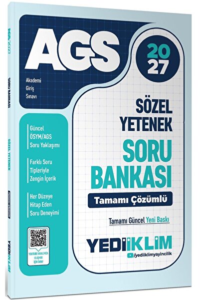 Yediiklim Yayınları 2027 MEB AGS Sözel Yetenek Tamamı Çözümlü Soru Bankası