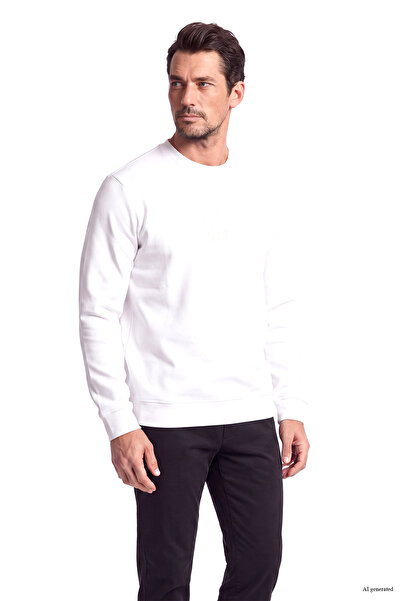PAUL&SHARK Men's Regular Fit Cotton Crew Neck Long Sleeve White Sweatshirt