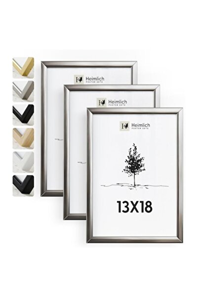 Heimlich Set de 3 rame foto 13 x 18 cm, din aluminiu, culoare argintiu șampan...