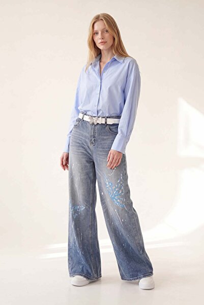 Levidor Blue Butterfly Patterned Jeans
