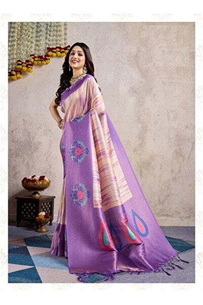 ViViRaSmi Designer Banarasi Silk Saree with Modern Abstract Print & Woven Man...