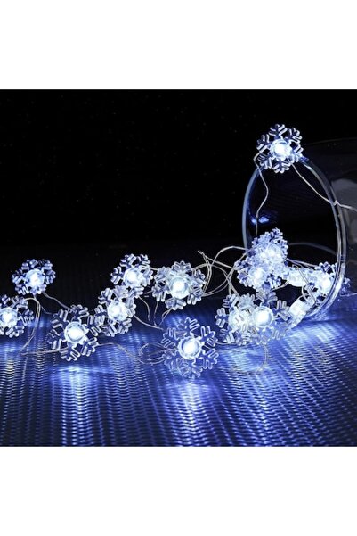 YeahBoom Ghirlandă luminoasă fulgi de zăpadă 2 m, 20 LED-uri alb cald, alimen...