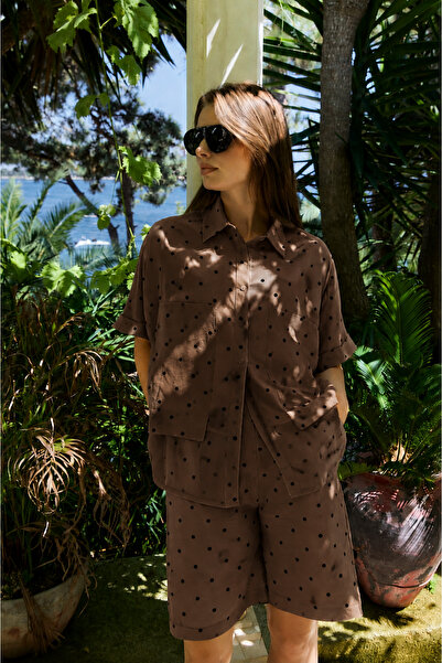 My Blog Brown Polka Dot Shirt Shorts Set - 51437