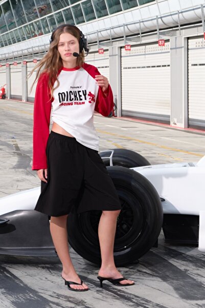 Pull & Bear Disney x F1 reglan kollu tişört