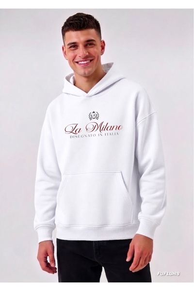 FUFLUNS La Milano Printed Oversized Men's Hooded Sweatshirt