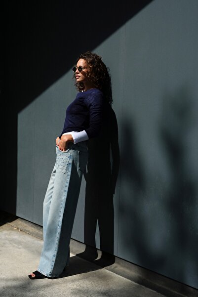 Pull & Bear Kuşgözü detaylı baggy jean
