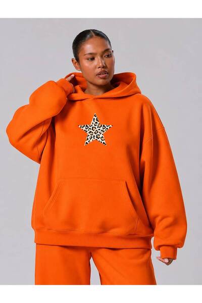 BENROMA 3 Yarn Combed Cotton Plus Size Leopard Star Printed Unisex Sweatshirt...