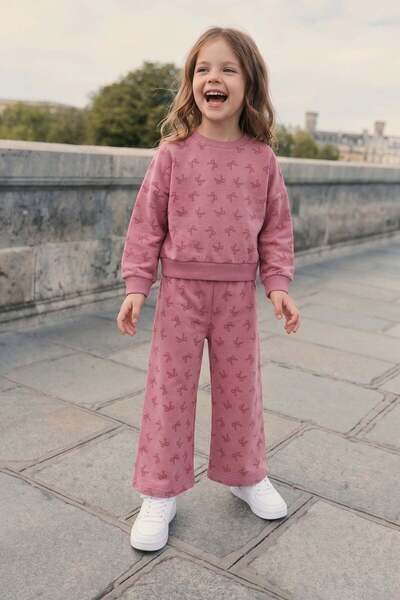 Fulla Moda Ribbon Printed Girls' 2-Piece Set