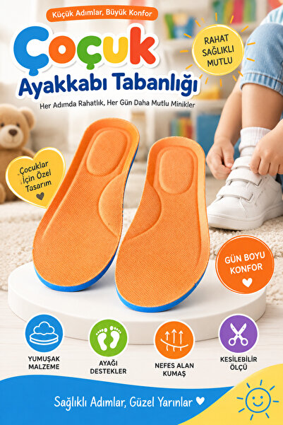 SANUS Çocuk Ayakkabı Tabanlığı Yumuşak Destekli Kesilebilir Tabanlık TURUNCU