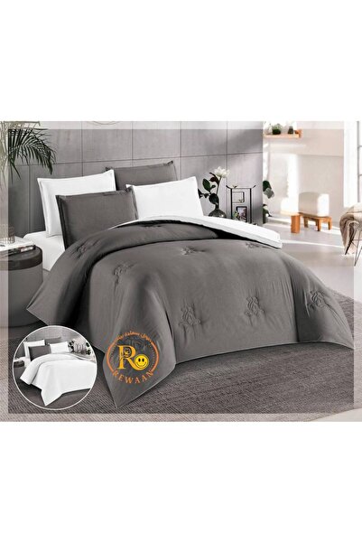 OEMS Summer Solid Color Hotel Reversible Bedspread - Dark Blue and White (Ava...