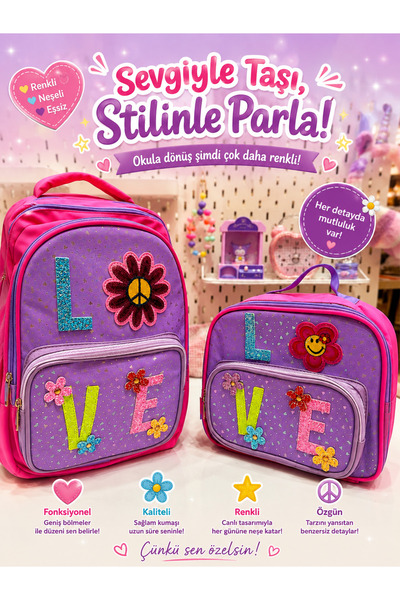 ideal STORE Girls' School Bag Set with Special Design, Stylish Colors, Shiny ...