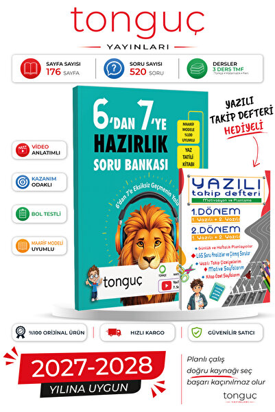 Tonguç Yayınları 6'dan 7'ye Hazırlık Soru Bankası + Yazılı Takip Defteri Hedi...