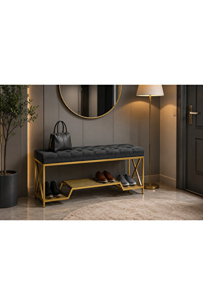 GOLD METAL BENCH AYAKKABILIK BANK, KAPI GİRİŞİ PUF AYAKKABILIK