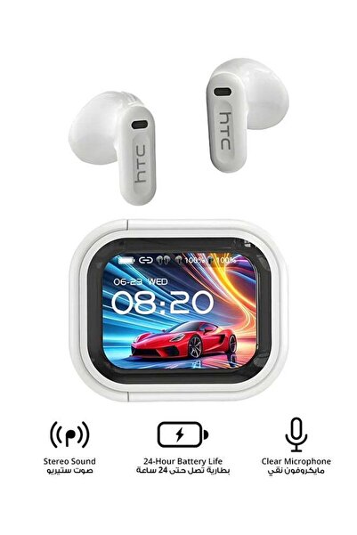 HTC NE20 In-Ear TWS Wireless Earbuds, Bluetooth 6.0, LCD Screen Charging Case...