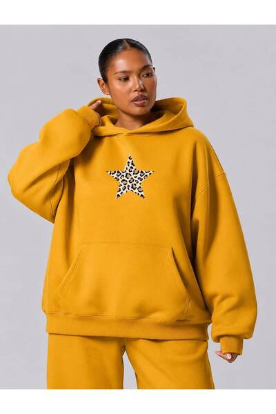BENROMA 3 Yarn Combed Cotton Plus Size Leopard Star Printed Unisex Sweatshirt...