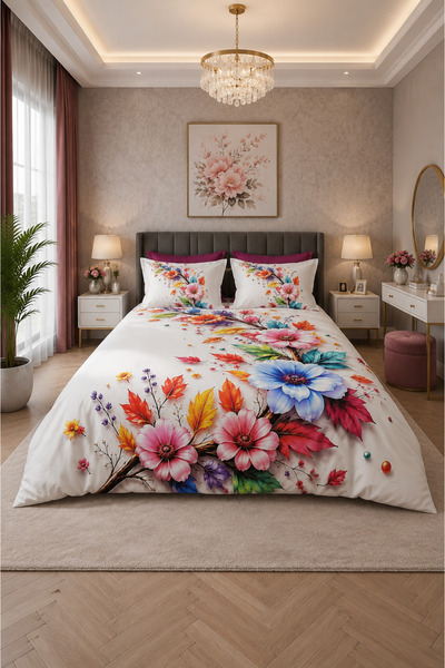 AYBERK HOME TEXTİLE Summer Garden 5D Digital Printed Cotton Double Duvet Cove...
