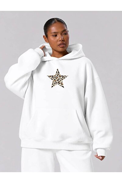 BENROMA 3 Yarn Combed Cotton Plus Size Leopard Star Printed Unisex Sweatshirt...