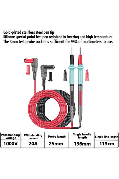 Choice AC 98 1Pair Soft Universal Digital 1000V 10A Tip Needle Multimeter Tes...