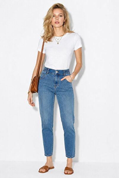 VENA Kadın Norah Dark Blue Beli Lastikli Lyocell Jean Pantolon-Dark Blue