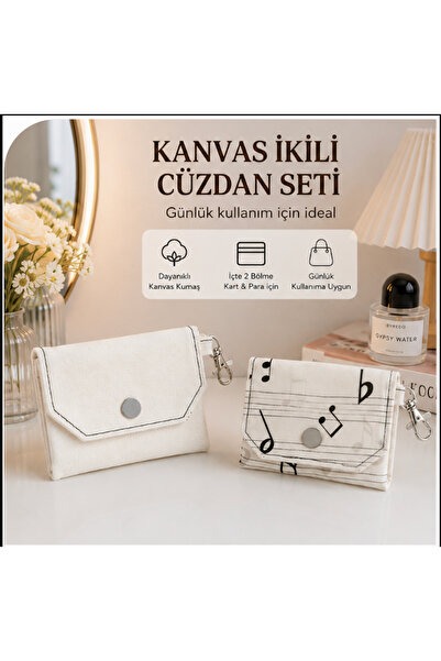 Tasarım Music Note & Off-White 2-Piece Wallet Set 11X8 cm