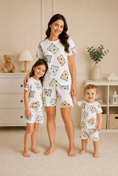 Drop Kids Mother-Child Combined Pajama Set Hari̇bo Kisakol Shorts (Sold Indiv...