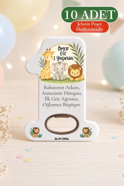 Poyraz Dijital 1 Yaş Doğum Günü Hediyelik Magnet Açacak, 1 Şeklinde Magnet, İ...