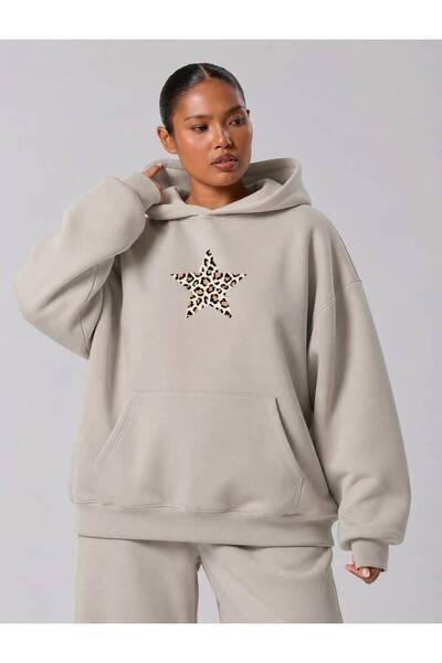 BENROMA 3 Yarn Combed Cotton Plus Size Leopard Star Printed Unisex Sweatshirt...