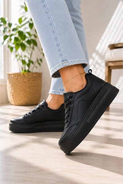 ALTUNTAŞ Women's 5 cm Thick Sole Sneaker with Glitter Detail Casual Sports Sh...