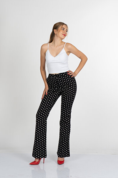 MissVina Spanish Style Polka Dot Patterned Lycra Trousers 30381