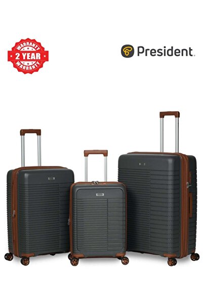 President Premium 3 Piece large capacity PP Trolley cases 4997-DARK GREY