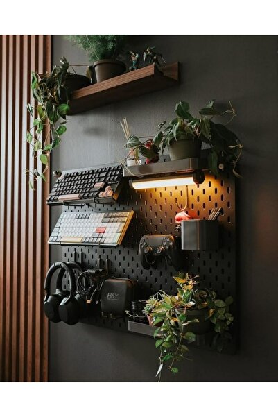 AD TechLabs Skadis Pano 20X20 + 10'Kanca Aksesuarları Düzenleyici Organizer S...